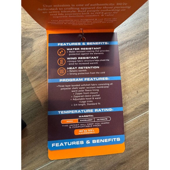 NWT HFX OUTDOORS Water/Wind Resistant Full Zip Hooded Soft Shell Jacket Size L - Picture 6 of 10